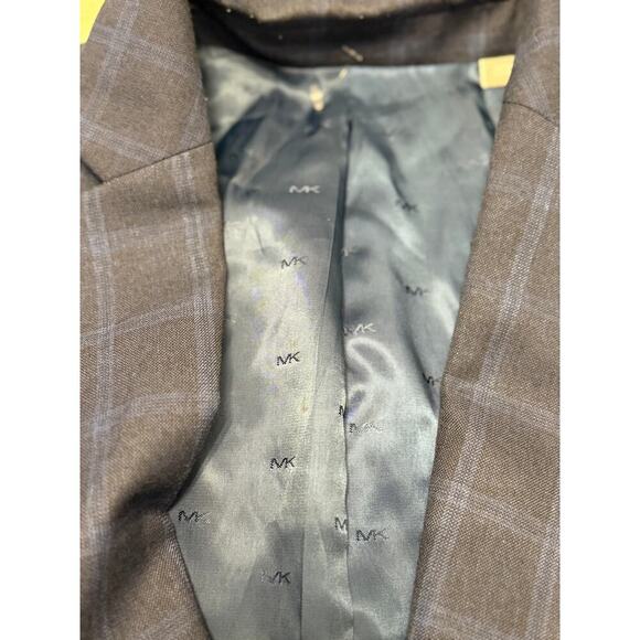 Michael Kors Blazer Men's 46R Sport Coat Gray Blue Plaid Check 2 Button Lined - Picture 5 of 6